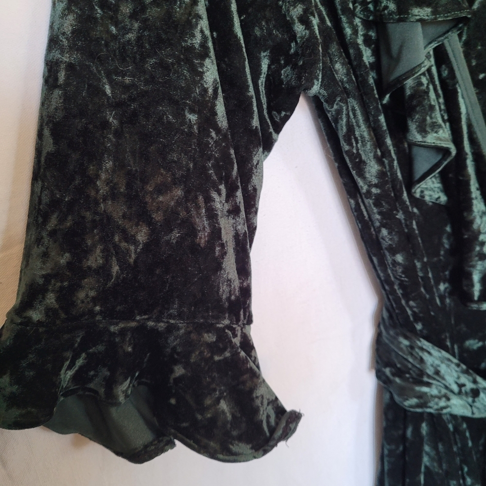 Victoria's Secret Robe Crushed Velvet Wrap Size M-L Emerald Green Moody - Picture 3 of 10